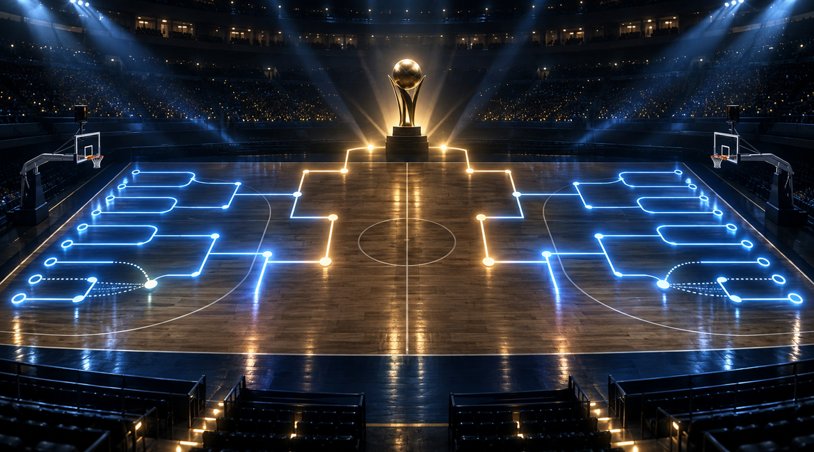 NBA season structure showing the Eastern and Western Conferences and playoff bracket